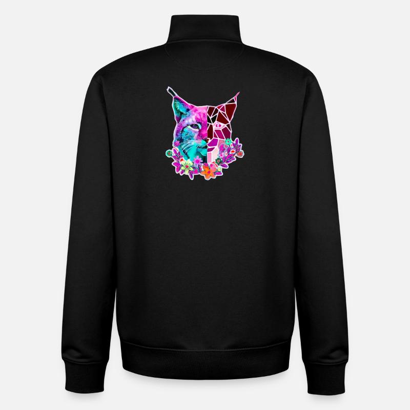 Luchs Katze Sommer Farben - Unisex Organic Zip Sweatshirt von Stanley/Stella - Schwarz