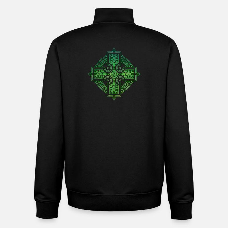 Croix celtique - Sweat zippé unisexe en coton bio Stanley/Stella - noir