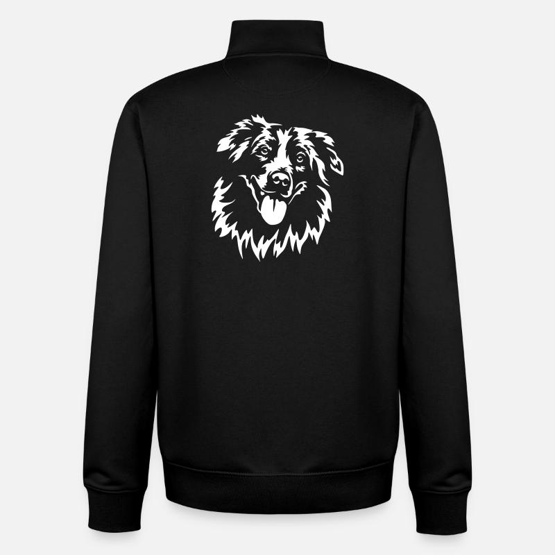 Australian Shepherd Kopf "Black Edition" - Unisex Organic Zip Sweatshirt von Stanley/Stella - Schwarz