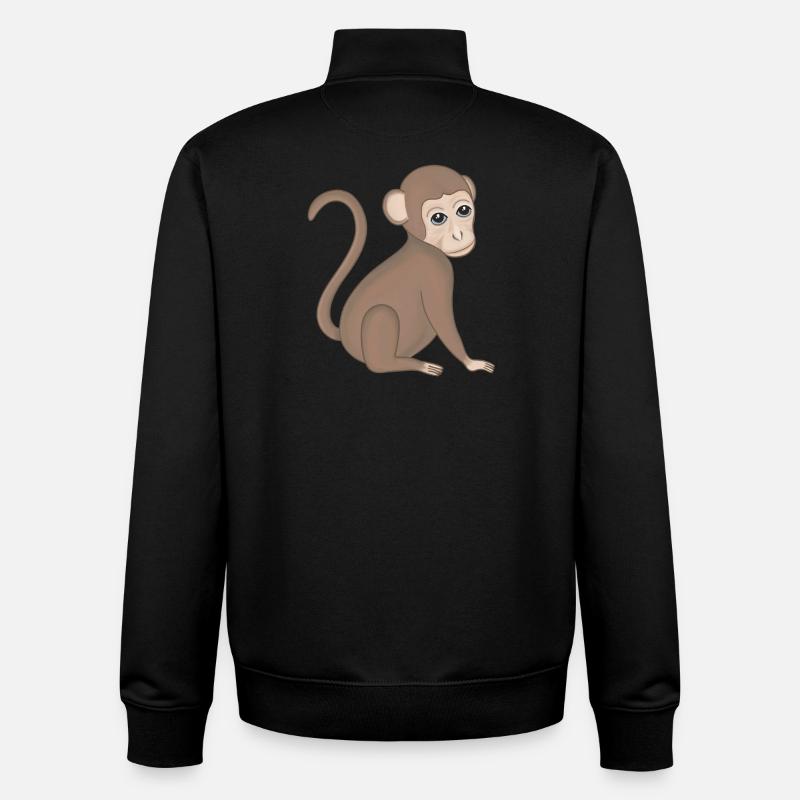 Singe Bébé Singe - Sweat zippé unisexe en coton bio Stanley/Stella - noir