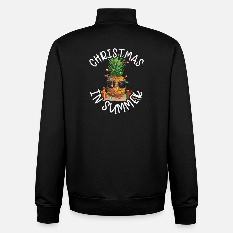 Noël ananas en été - Sweat zippé unisexe en coton bio Stanley/Stella - noir