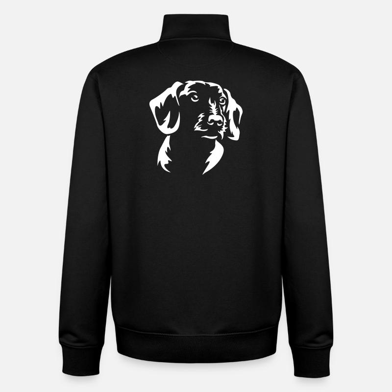 Tête de teckel « Black Edition » - Sweat zippé unisexe en coton bio Stanley/Stella - noir