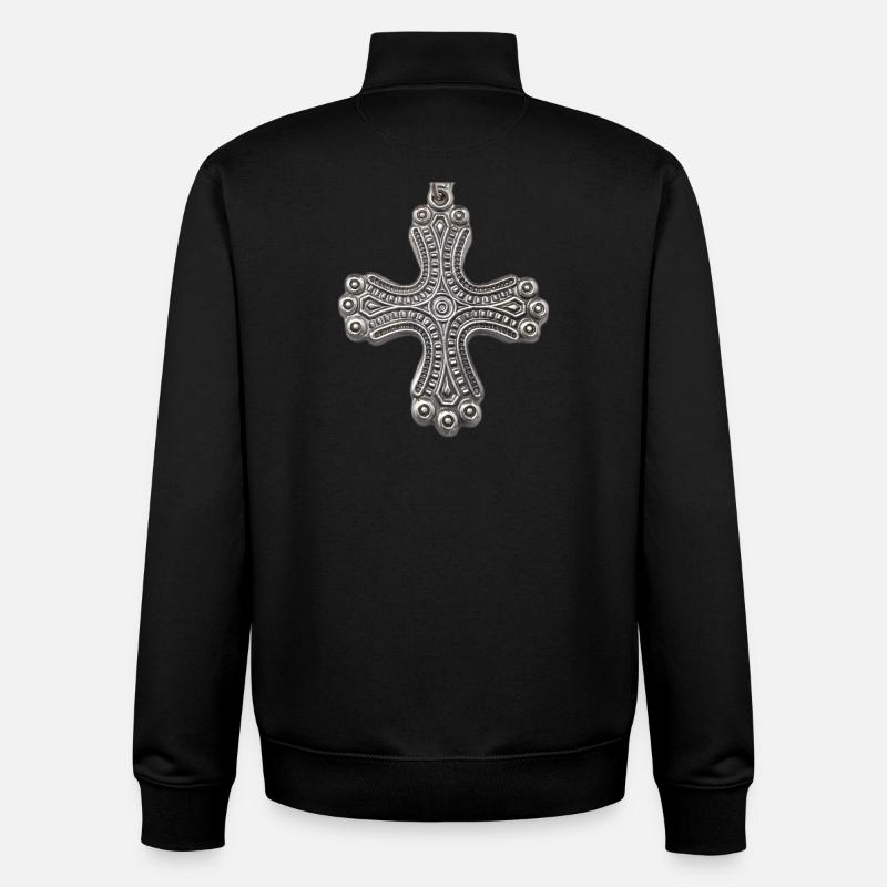 Croix d’argent de Kalevala - Sweat zippé unisexe en coton bio Stanley/Stella - noir
