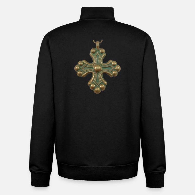 Croix de bronze Kaleva - Sweat zippé unisexe en coton bio Stanley/Stella - noir