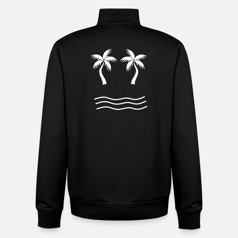 Palm Tree White - Unisex Organic Zip Sweatshirt by Stanley/Stella - black