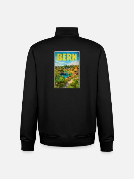 Bern Panorama Aare & Old Town - Unisex Organic Zip Sweatshirt by Stanley/Stella - black