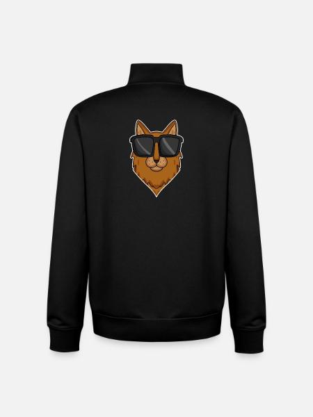 Somali cat with sunglasses - Unisex Organic Zip Sweatshirt by Stanley/Stella - black