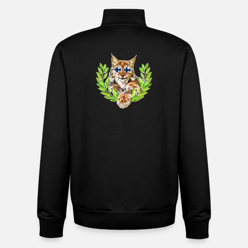 Finnland Luchs lächelnd cool - Unisex Organic Zip Sweatshirt von Stanley/Stella - Schwarz