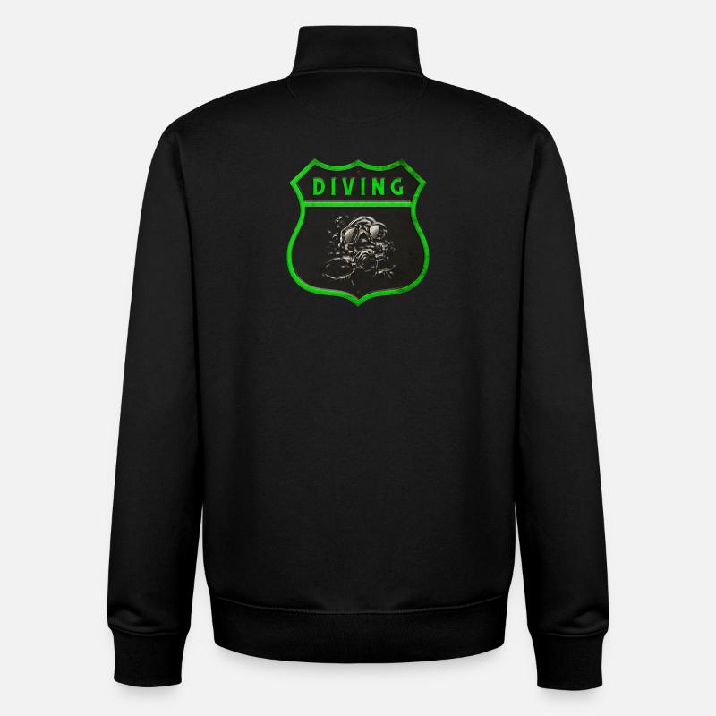 Diving Crest design - Unisex Organic Zip Sweatshirt by Stanley/Stella - black