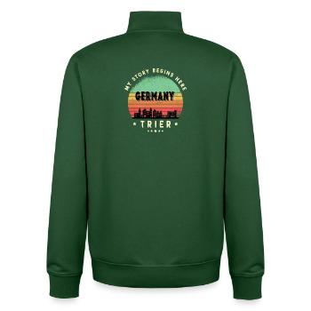 Trier Skyline Design - Unisex Organic Zip Sweatshirt von Stanley/Stella - Flaschengrün - Hinten - AI Model Male 185 dark (185cm)