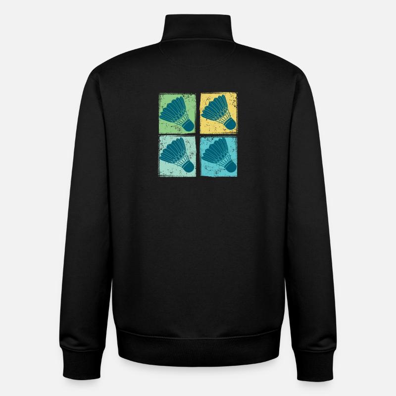 Badminton Shuttlecocks Pop Art - Sweat zippé unisexe en coton bio Stanley/Stella - noir