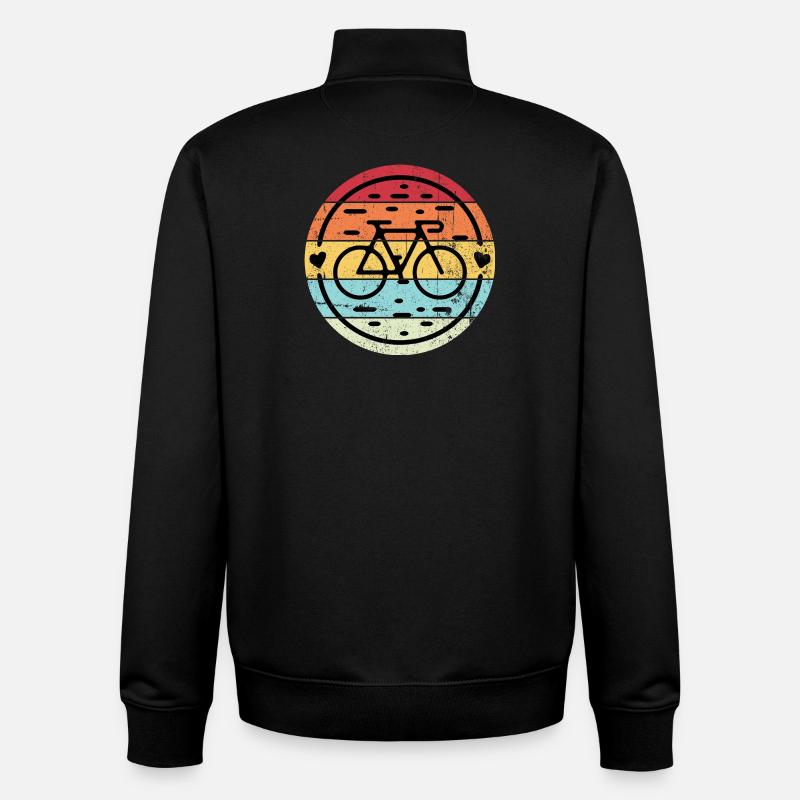 Retro Rainbow Bicycle Emblem - Unisex Organic Zip Sweatshirt by Stanley/Stella - black