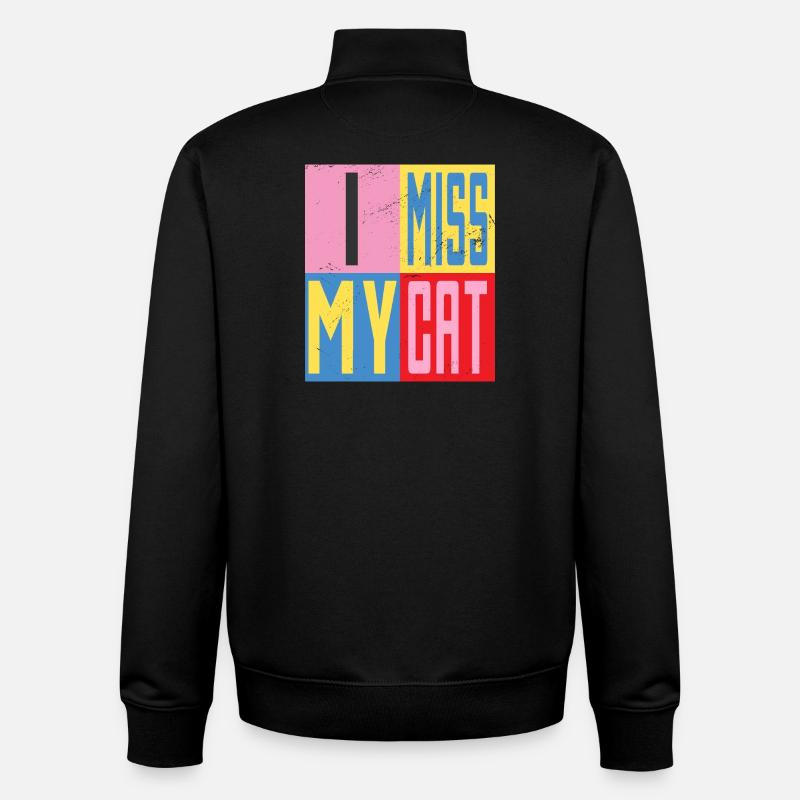 Mon chat me manque - Sweat zippé unisexe en coton bio Stanley/Stella - noir