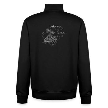 Slogan « Emmenez-moi à l’océan » - Turtle Island - Sweat zippé unisexe en coton bio Stanley/Stella - noir - Dos - AI Model Male 185 light (185cm)