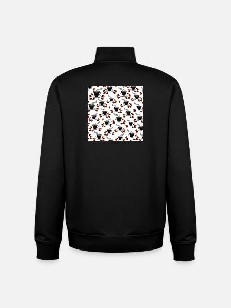 kaffeetassen Kaffeebohnen Küchenmuster - Unisex Organic Zip Sweatshirt von Stanley/Stella - Schwarz