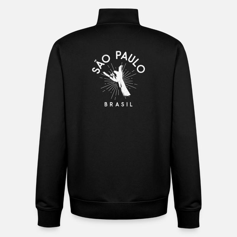 São Paulo Shaka Brasil - Sweat zippé unisexe en coton bio Stanley/Stella - noir