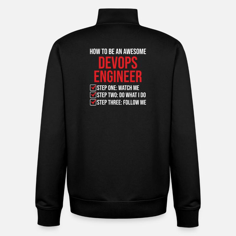 T-shirt de citation de motivation de l’ingénieur DevOps - Sweat zippé unisexe en coton bio Stanley/Stella - noir