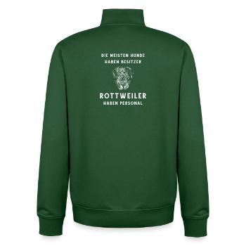 Lustiges Rotweiler Design - Unisex Organic Zip Sweatshirt von Stanley/Stella - Flaschengrün - Hinten - AI Model Male 185 dark (185cm)
