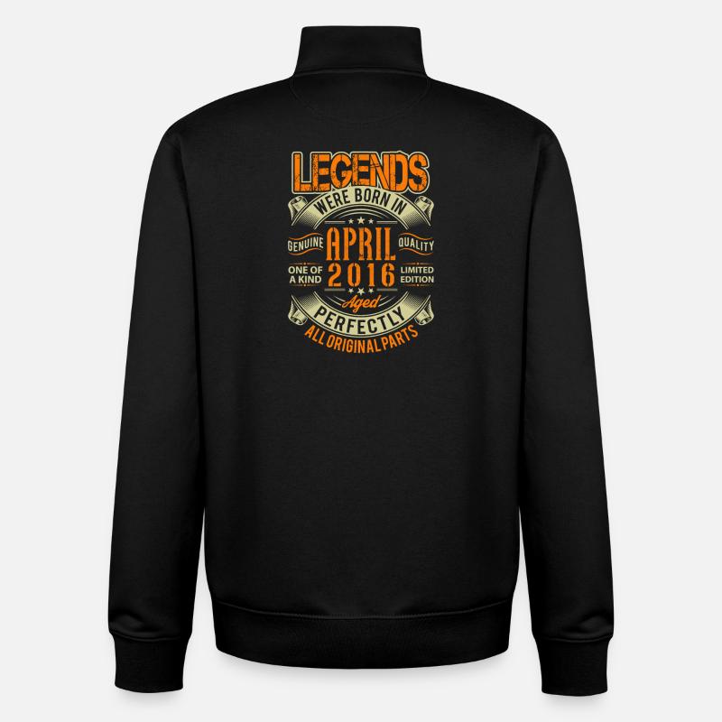 Légende d’anniversaire d’avril 2016 - Sweat zippé unisexe en coton bio Stanley/Stella - noir