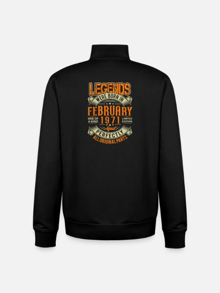 1971 February Birthday Legend - Unisex Organic Zip Sweatshirt by Stanley/Stella - black