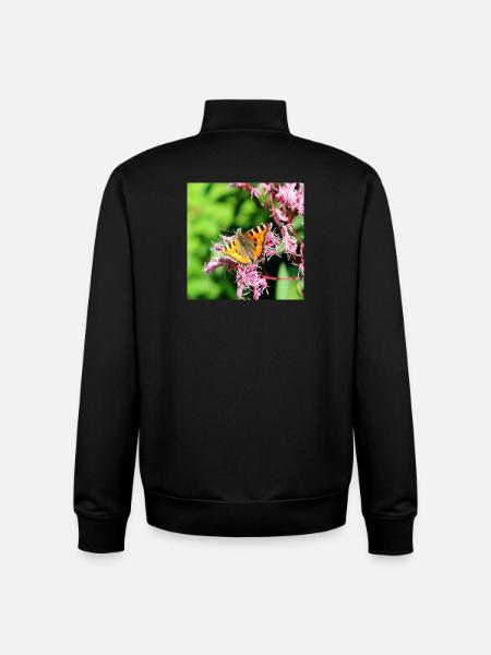 Papillons - Sweat zippé unisexe en coton bio Stanley/Stella - noir