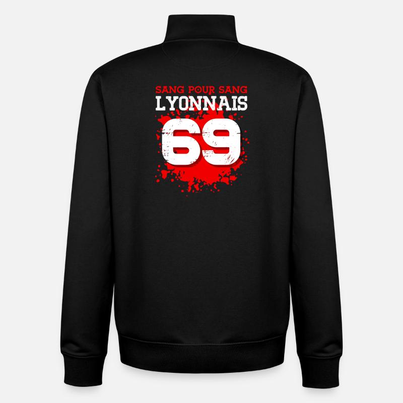 Sang pour Sang Lyonnais - Sweat zippé unisexe en coton bio Stanley/Stella - noir