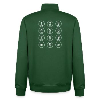 telephone, mobile phone, telephone keypad - Unisex Organic Zip Sweatshirt by Stanley/Stella - bottle green - Back - AI Model Male 185 dark (185cm)