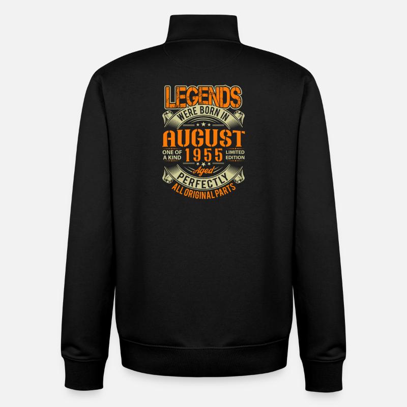 Légende d’anniversaire d’août 1955 - Sweat zippé unisexe en coton bio Stanley/Stella - noir
