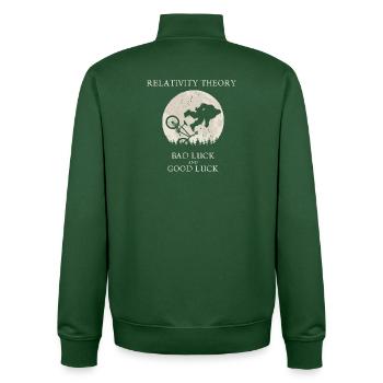 Relativitätstheorie - Pech und Glück - Unisex Organic Zip Sweatshirt von Stanley/Stella - Flaschengrün - Hinten - AI Model Male 185 dark (185cm)
