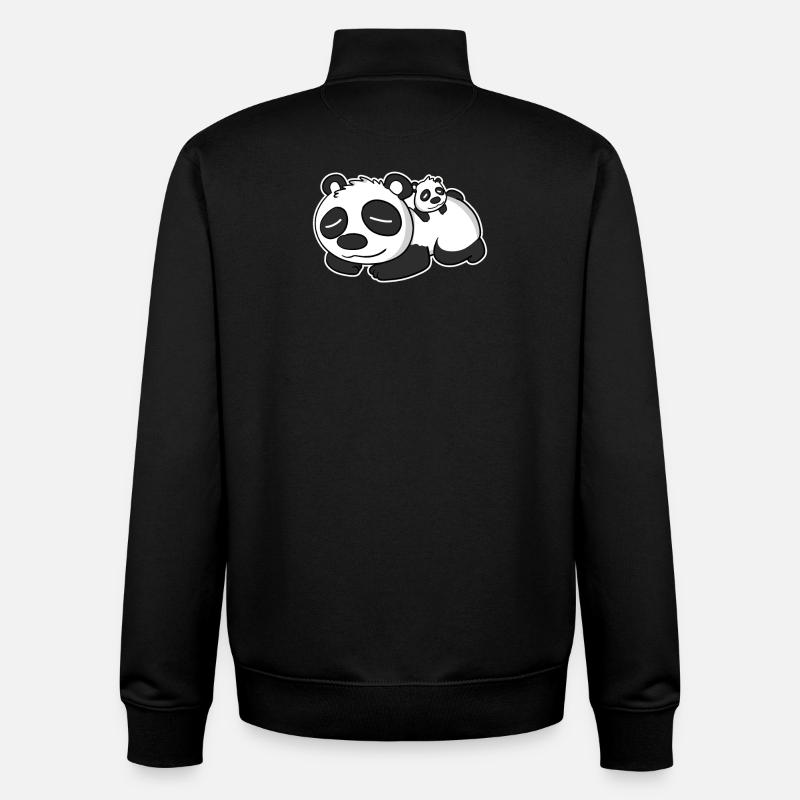 Panda Papa avec Baby Panda - Sweat zippé unisexe en coton bio Stanley/Stella - noir