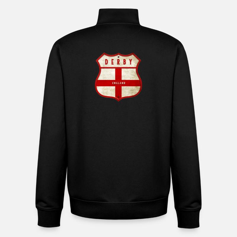 Écusson Derby England - Sweat zippé unisexe en coton bio Stanley/Stella - noir