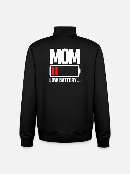 Mom Battery Low - Unisex Organic Zip Sweatshirt by Stanley/Stella - black