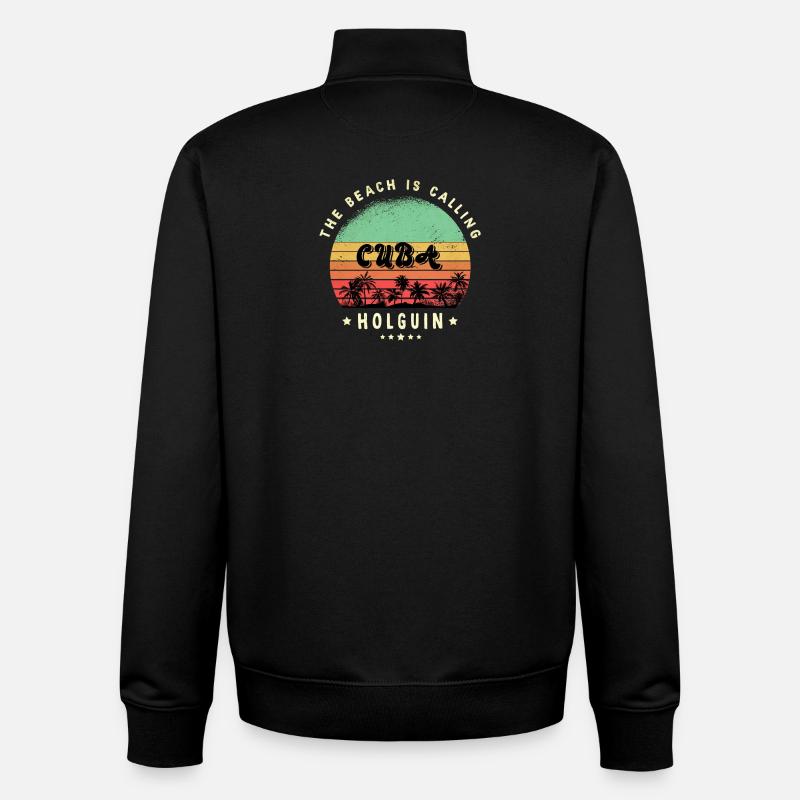 Modèle de plage Holguin Cuba - Sweat zippé unisexe en coton bio Stanley/Stella - noir