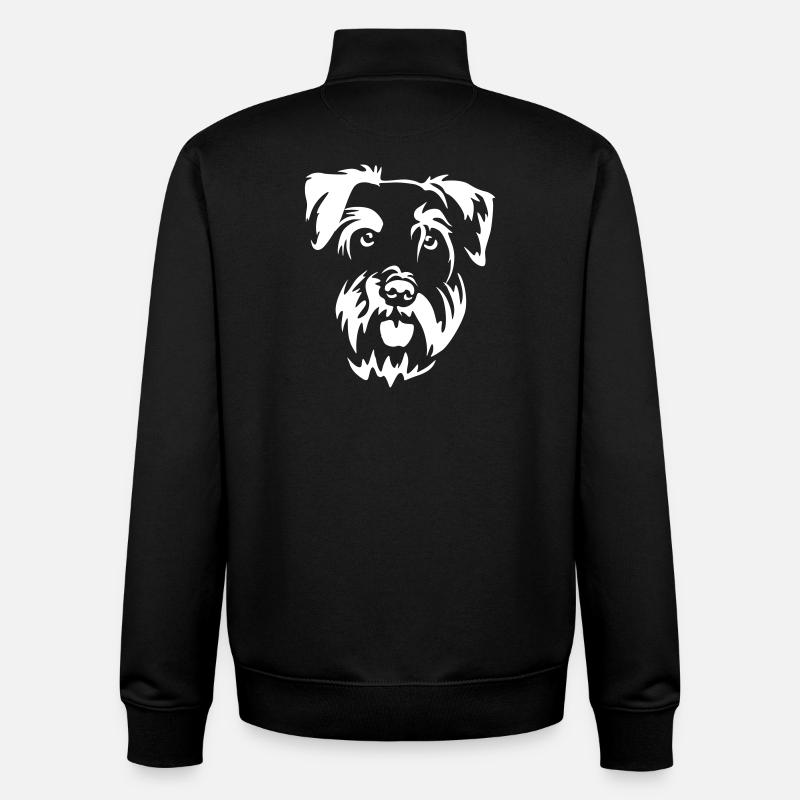 Tête Schnauzer miniature « Black Edition » - Sweat zippé unisexe en coton bio Stanley/Stella - noir