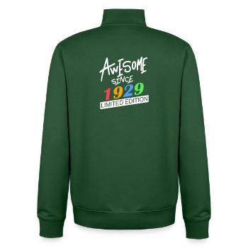 1929 - Born 1929 - Fantastic since 1929 - Unisex Organic Zip Sweatshirt by Stanley/Stella - bottle green - Back - AI Model Male 185 dark (185cm)