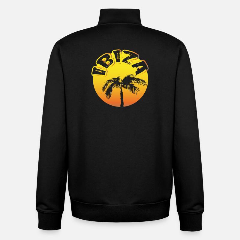 IBIZA revendique rond avec palmier - Sweat zippé unisexe en coton bio Stanley/Stella - noir
