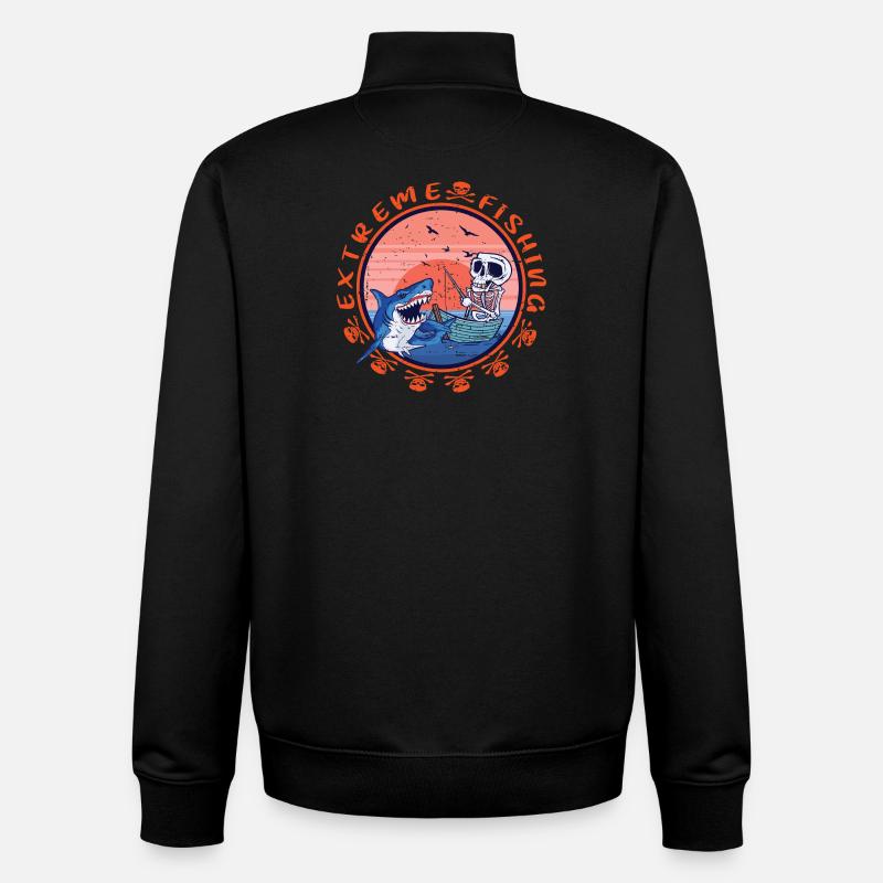 Pêche au requin extrême - Sweat zippé unisexe en coton bio Stanley/Stella - noir