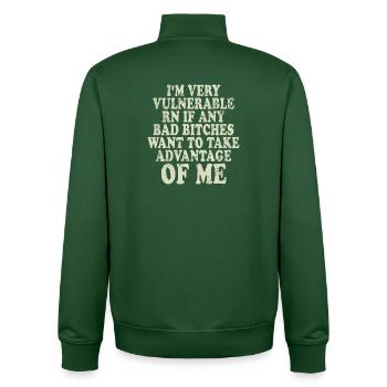 I'm Very Vulnerable RN - Unisex Organic Zip Sweatshirt by Stanley/Stella - bottle green - Back - AI Model Male 185 dark (185cm)