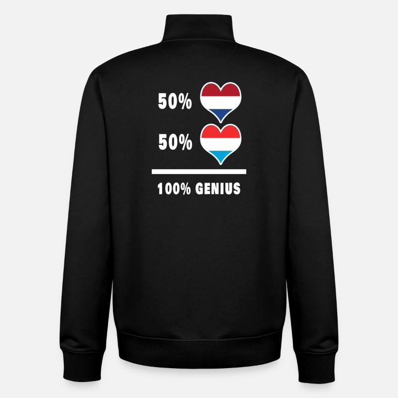 Luxembourg et Pays-Bas - Genial//Geschenk - Sweat zippé unisexe en coton bio Stanley/Stella - noir