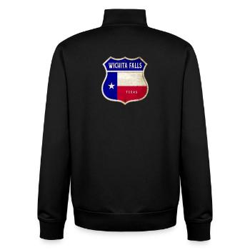 Wichita Falls Texas Drapeaux à armoiries - Sweat zippé unisexe en coton bio Stanley/Stella - noir - Dos - AI Model Male 185 light (185cm)