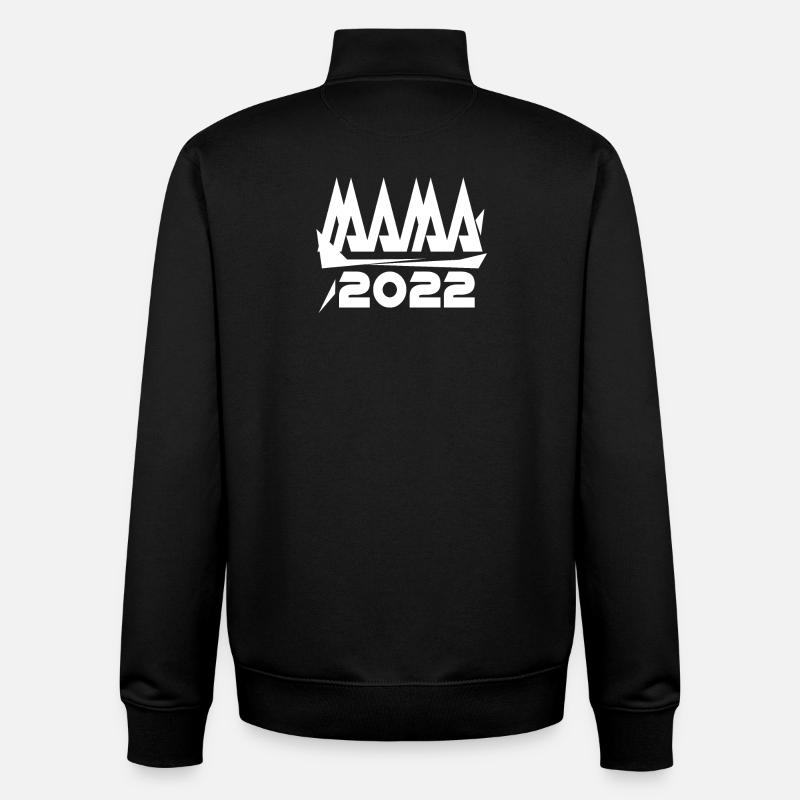 Maman 2022 Mère Grossesse Enceinte - Sweat zippé unisexe en coton bio Stanley/Stella - noir