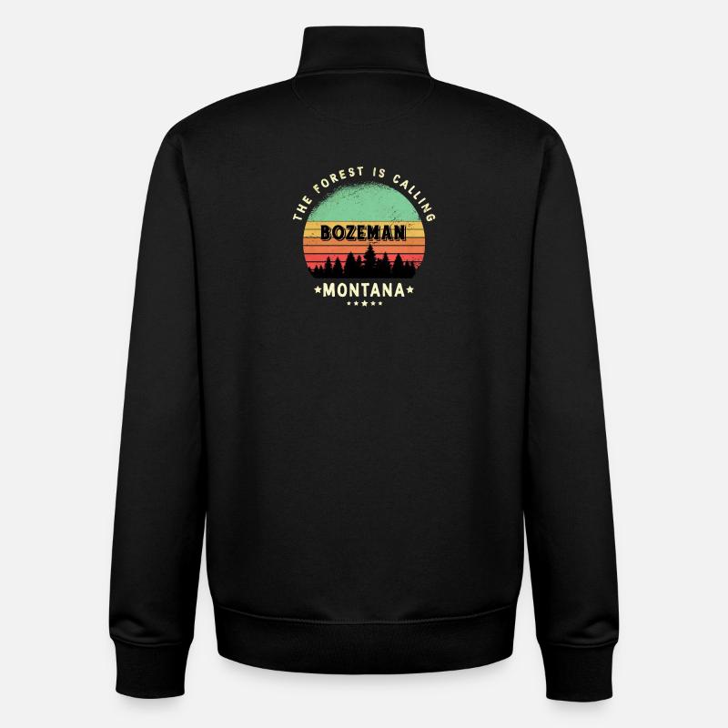 Bozeman Montana Wald Design - Unisex Organic Zip Sweatshirt von Stanley/Stella - Schwarz