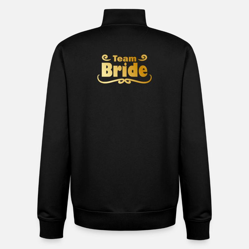 Team Bride in Gold - Unisex Organic Zip Sweatshirt by Stanley/Stella - black