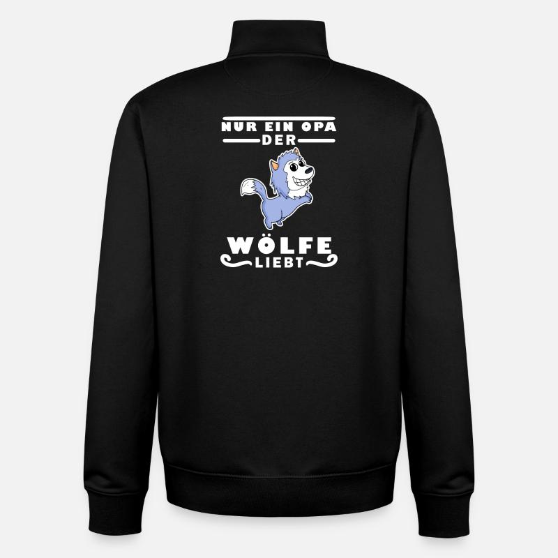 Opa Wolf Wölfe Großvater Geschenk - Unisex Organic Zip Sweatshirt von Stanley/Stella - Schwarz