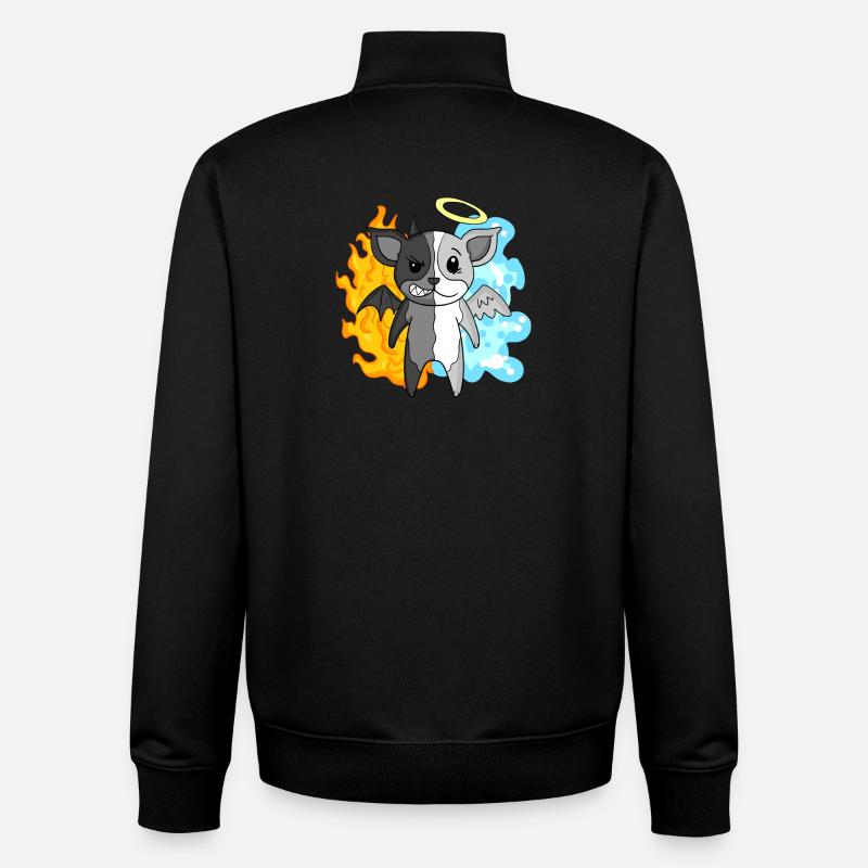 Dog Terrier - Angel and Devil - Unisex Organic Zip Sweatshirt by Stanley/Stella - black