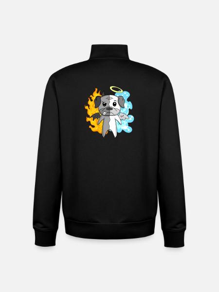 Dog Pug - Angel and Devil - Unisex Organic Zip Sweatshirt by Stanley/Stella - black