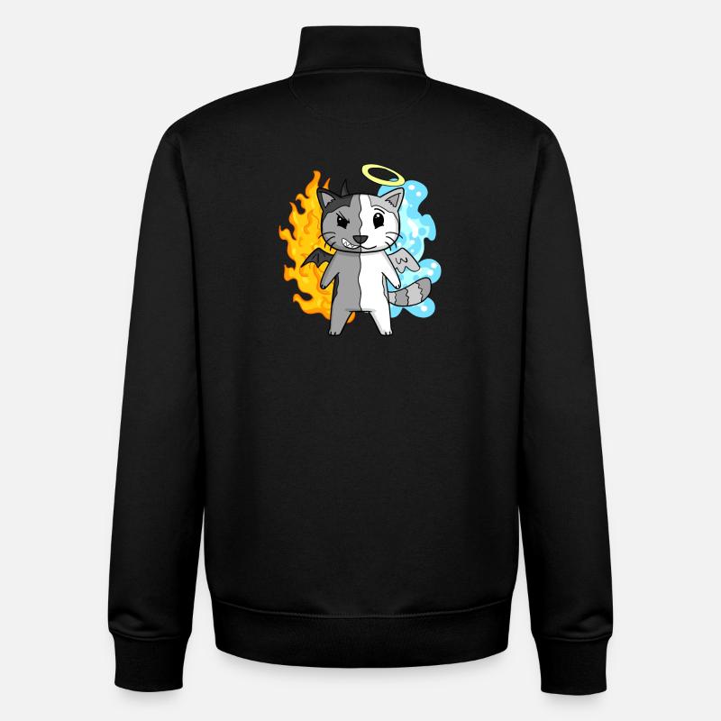 Cat Angel and Devil - Unisex Organic Zip Sweatshirt by Stanley/Stella - black