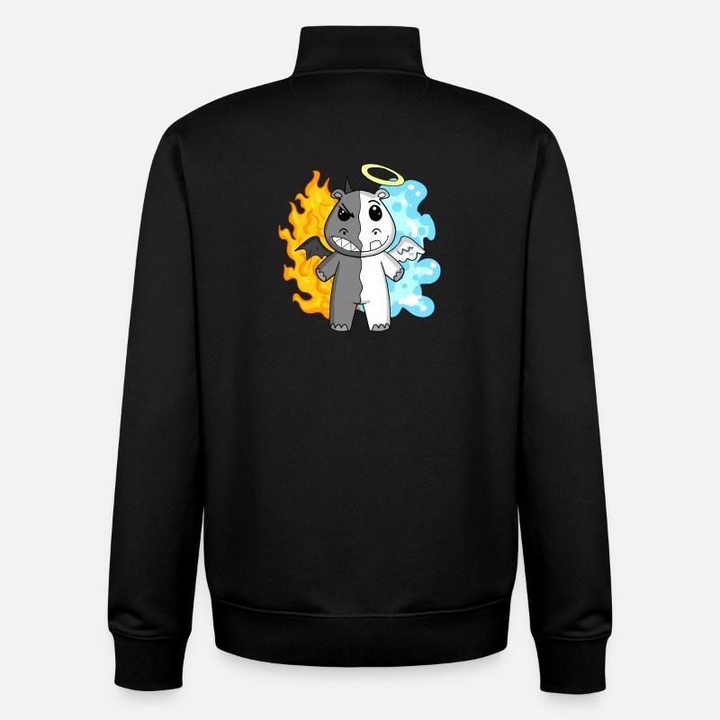 Hippopotame - Ange et Diable - Sweat zippé unisexe en coton bio Stanley/Stella - noir
