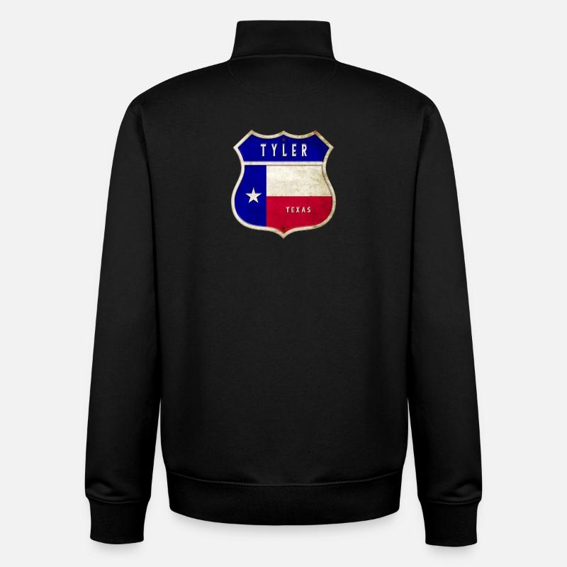 Tyler Texas crest flags design - Unisex Organic Zip Sweatshirt by Stanley/Stella - black