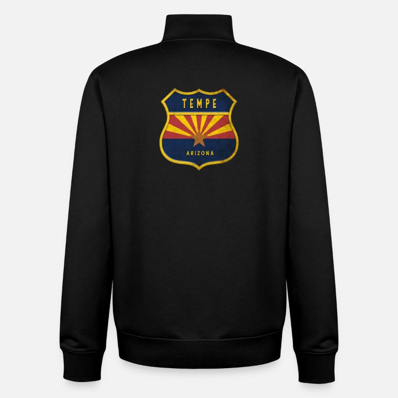 Tempe Arizona flags crest design - Unisex Organic Zip Sweatshirt by Stanley/Stella - black